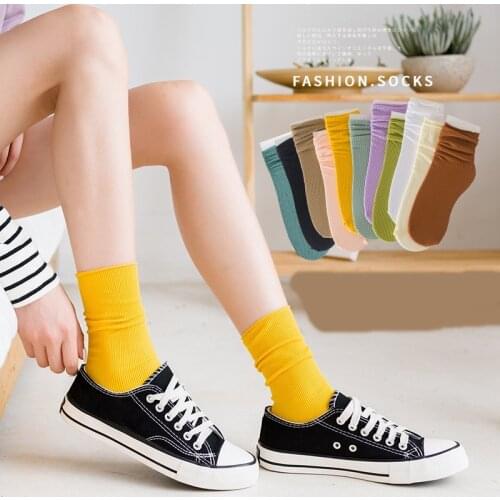Candy Color Thin Loose Socks Summer Spring Women Girls Nylon Pile Sock Stacked Bright Neon Long Breathable Soxs Couples Socks