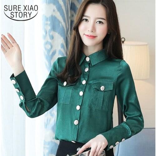 2019 women tops Long-sleeved womens shirt OL loose new chiffon womens tops and blouses fashion office lady blouse 1820 50