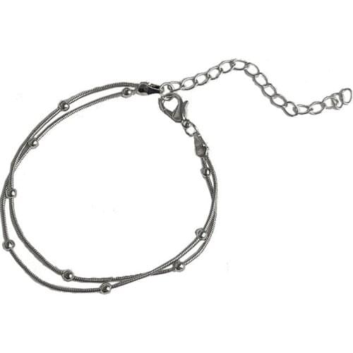 POTCET Ladies Double Layer Transfer Bead Bracelet Geometric Fashion Complex Hip Hop Personality Party Jewelry