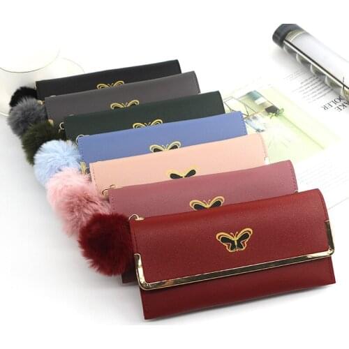 Women long clutch wallet designer phone purse Female Luxury fashion butterfly money Clip with Pendant lady ID Credit Card Holder
