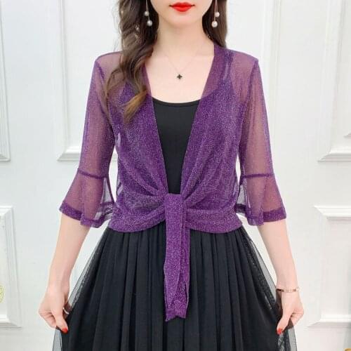 Women Boho Summer Chic Mesh Cardigan Sunproof Sunscreen Outerwear Female Blouse Thin Office Lady Elegant Party Tops Shirt