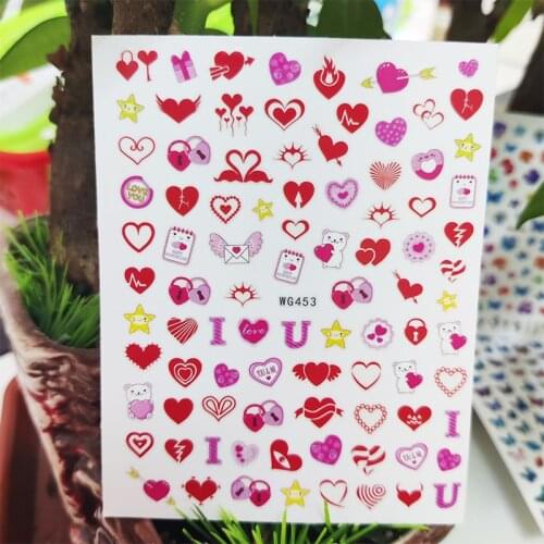 3D Stickers for Nails Love Heart Gift Box Star Design Nails Art Decoration Manicure Stickers Sliders Nail Foil Accessories