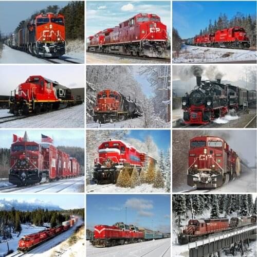 AZQSD 5d Diamond Painting New Arrivals Train Winter Picture Of Rhinestones Diamond Embroidery Landscape Mosaic Home Decor