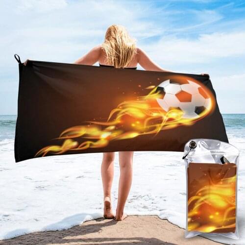 Quick Drying Pocket Towel Soccer Ball Fire Portable Water Absorbent Towel No Pilling Sports Bath Towel