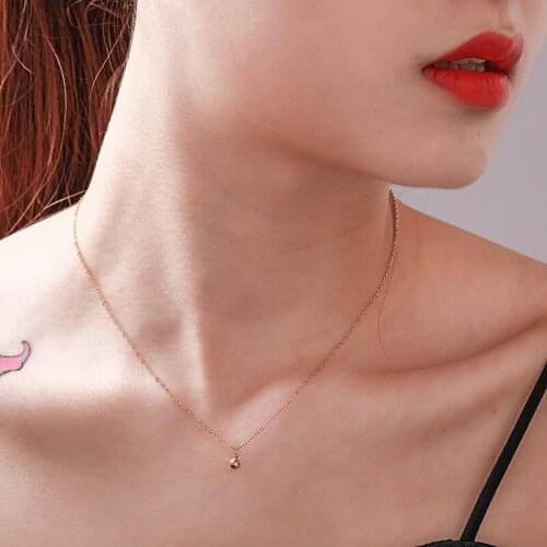 2020 New Trendy Simple Korean Ball Shape Pendant Necklace for Women Metal Clavicle Chain Female Jewellery Accessories