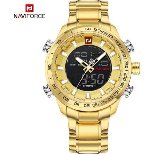 NAVIFORCE Mens Analog Quartz Wrist Watch Luxury Fashion Sports Gold Watches Waterproof Stainless Male Watch Clock Relogio Mascu
