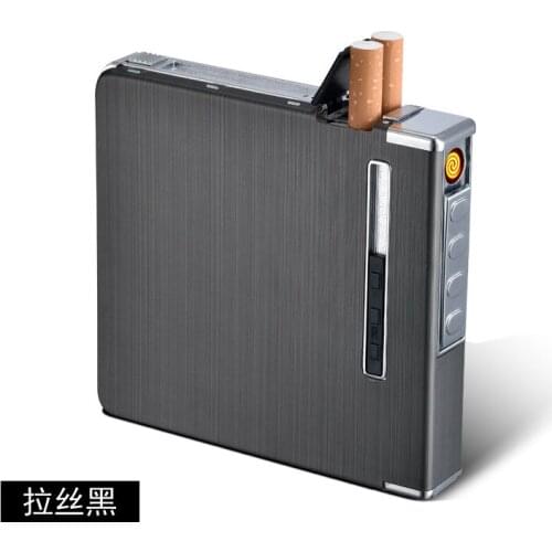 Aluminum Alloy Automatic Cigarette Case 20pcs USB Charging Lighter Automatic Cigarette Case Cigarette Lighter Gadgets for Men