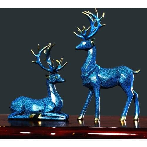 Home Ornament, Solid Color Elk Shaped Resin Figurine Decorative Artware Desktop Decor for Sitting Room