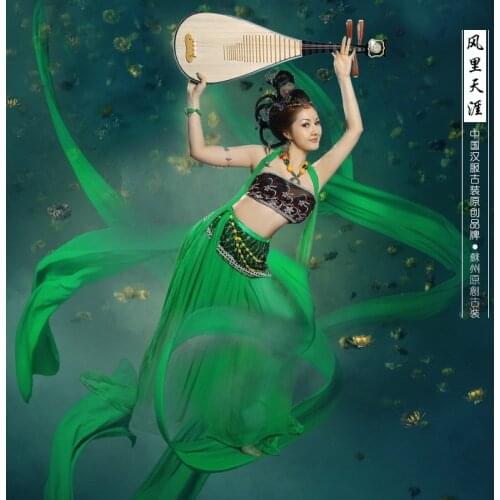Feng Li Tian Ya Green and Red 2 color choices Green Dun Huang FeiTian Flying Fairy Classcial Dance Costume for Women