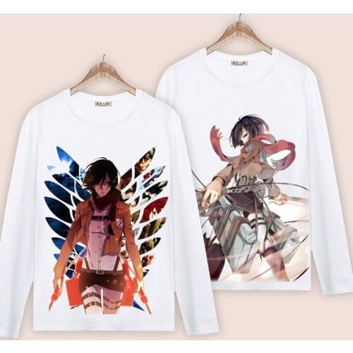 Attack on Titan Cosplay T Shirt Eren Jaeger Ackerman Spring Autumn Long Sleeve Anime T-shirt Shingeki no Kyojin Top Tee