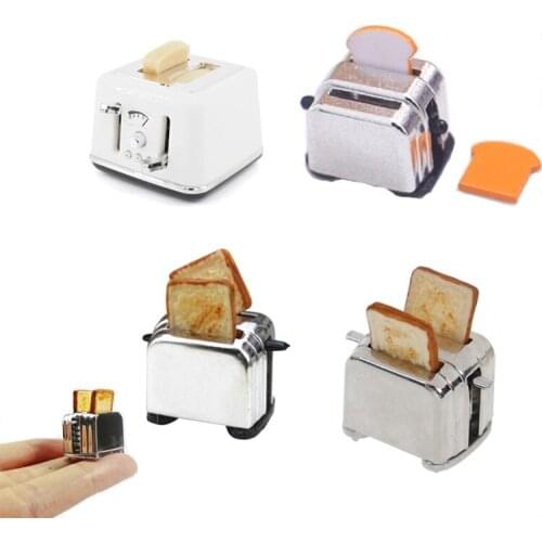 1/12 Scale Dollhouse Bread Machine With Toast Miniature Cute Decorations Toaster Dollhouse Mini Accessories 4 Styles