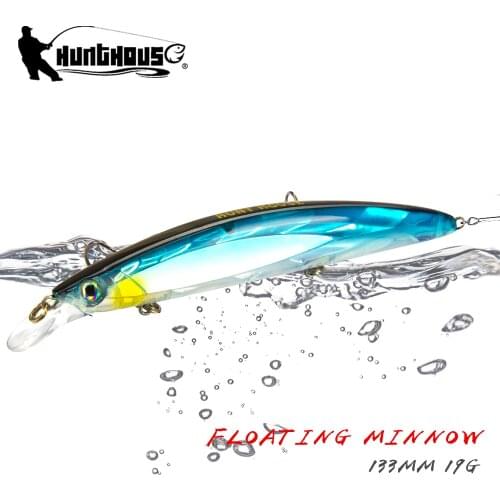 Hunthouse laser 3D minnow Original 133mm19g wobblers crankbait floation 0-2m hard fishing lure Artificial Bait bass fishing