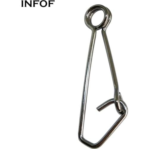 INFOF F6003-A 100pcs Hooked Snap Pin Stainless SteelSafety Snaps Fishing Barrel Swivel Accessories Connector Tackle 0# to 7