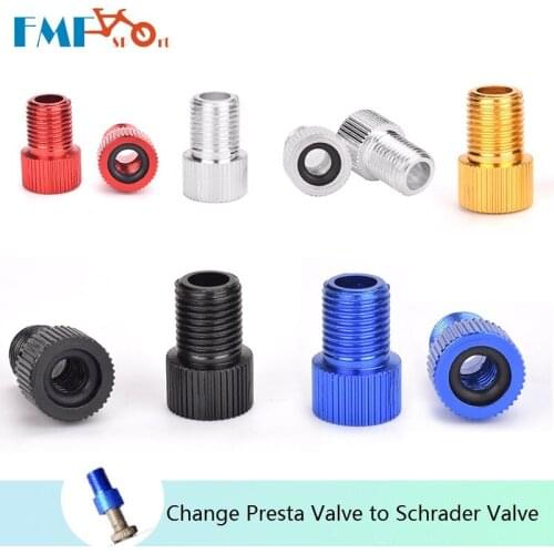 Bike Valve Aluminum Alloy Bicycle Tyre and Tube Change Presta Valve to Schrader Valve Crossover Sub Pump Gas Mouth Conversion
