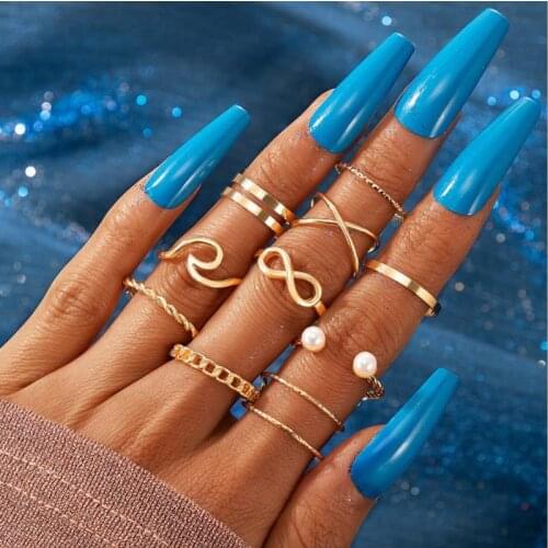 2021 New 10Pcs/set Stainless Steel Ring Halloween Rings for Women Jewelry Accessories Punk Style on phalanx anel masculino Rings