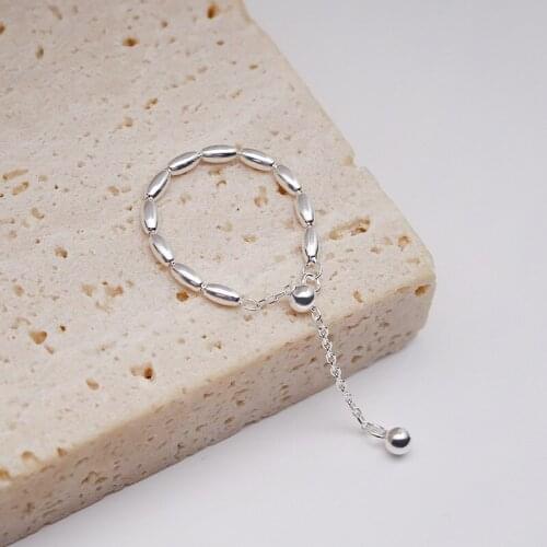 Minimalist Real 925 Sterling Silver Oval Beads Rings For Women Jewelry 2021, Fashion Adjustable Ring Woman Gifts Accessories
