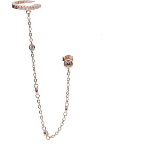 Korean Version 925 silver Jewelry Tassel Earrings Fashion Retro Long chain Earrings Chain Metal cuff Earrings