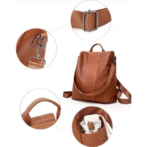 Hot Selling High Quality PU Leather Backpack Women Patchwork Casual Anti-Theft Backpacks