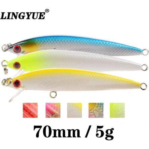LINGYUE Small Slight Minnow Hard Wobbler 70mm 5g Suspending Crankbait Isca Artificial Baits For Bass Carp Pesca Tackle Leurre