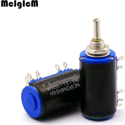 MCIGICM 20pcs WXD3-13-2W 100 200 220 470 680 Ohm 1K 2.2K 3.3K 4.7K 5.6K 6.8K 10K 22K 33K 47K 100K Ohm Wirewound Potentiometer