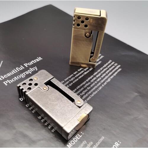 COOL Dolphin Vintage Trench rivets Mechanical kerosene lighter；windproof Automatic ignition Flint Gasoline oil cigarette lighter