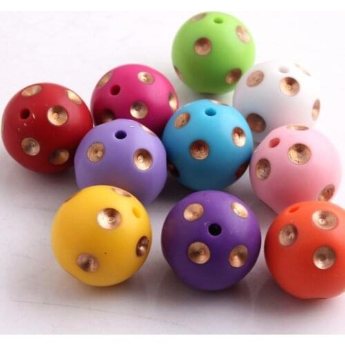 Kwio vita' Fashion Jewelry 20mm 100pcs/bag chunky resin paint gold Dot Beads for girls necklace Wholesales