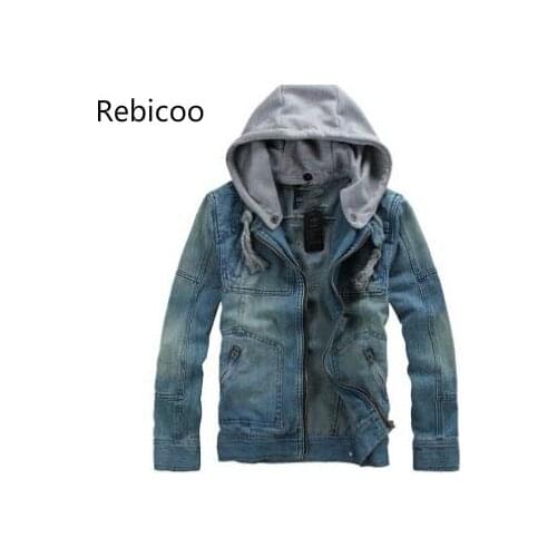 New Winter Men Clothing Mens Hooded Denim Jacket Man Outdoors Casual Jeans Jackets And Coats Outerwear Men Plus Size M-3XL