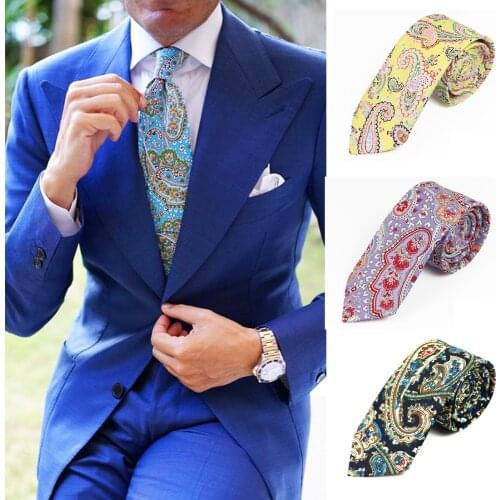 New Cashew Ties For Men Cotton Print Slim Men Necktie Suits Mens Neck Tie For Business Cravats Paisley Groom Neckties