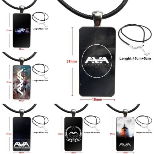 For Girls Wholesale Ava Angels And Airwaves Glass Cabochon Pendant Necklace Rectangle Fashion Necklace