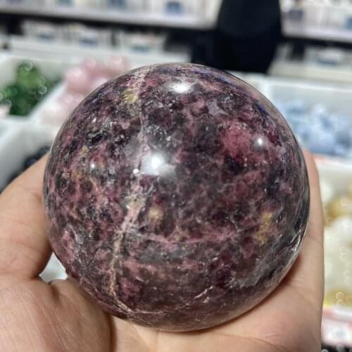 Natural Crystal Peach Blossom Tourmaline Stone Jade Ball Quartz Mineral Energy Sphere Reiki Healing Home Decoration DIY Gifi