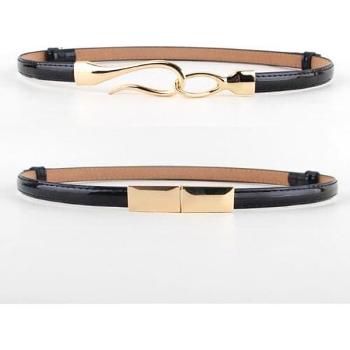 Wild patent leather dress belt female skirt decorate cummerbund fashion thin adjustable belts gold buckle adjust female PU women