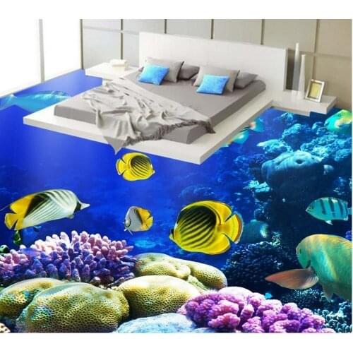 3D wallpaper floor for living room Custom Photo self-adhesive 3D floor PVC waterproof floor Home Decoration