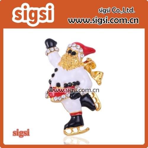 Happy rhinestone Father Christmas brooch