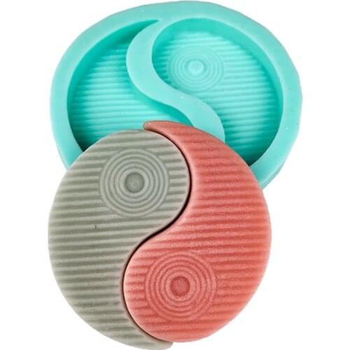 Silicone Mold Tai Chi Bagua Fish DIY Cup Mat Resin Molds for Wax Melts Soap Moulds Candy Molds Chocolate Molds Handmade Tools