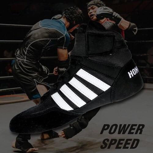 SINOBUDO Unisex Wrestling Shoes For Men SAMBOTraining Shoes Rubber Outsole Lace Up Boots Sneakers Professional Boxing Shoes S003