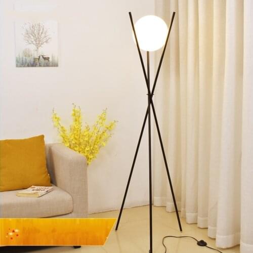 Modern Tripod Standing Lamps Glass Ball Gold Floor Lamps Home Decor Metal Stand Lights for Living Room Bedroom Light Fixtures
