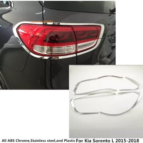 Car Rear tail back Light lamp detector frame stick chrome ABS cover trim hoods 8pcs For Kia Sorento L 2015 2016 2017 2018
