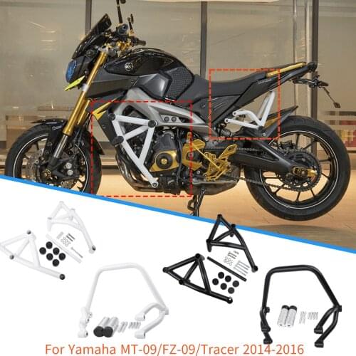 Motorcycle Stunt Subcage Rear Passenger Peg Protector Engine Guard Crash Bar for Yamaha MT09 FZ09 Tracer MT-09 FZ-09 2014-2016