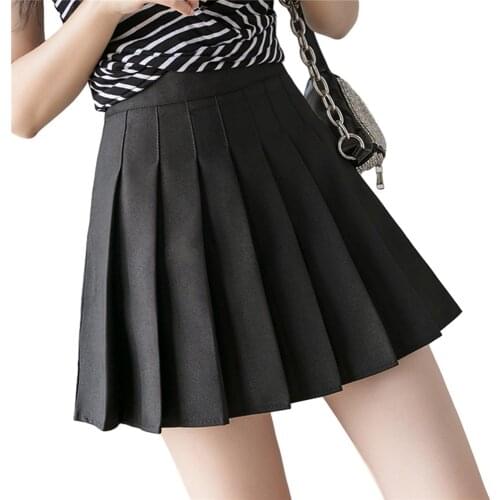 Women Fashion Casual Preppy Style Sexy High-Waist Patchwork Spring Autumn Warm Girls Sweet Pleated Skirts White Black Pink Gray