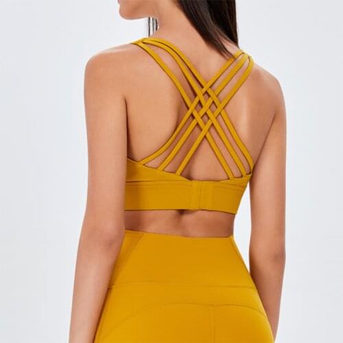 Women Sexy Yoga Bra Naked Feeling Nylon Fabric Fitness Running Bra Gym Workout Top Female Sports Underwear