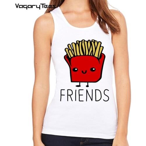 Cheeseburger and Fries BFF Best Friends Female Top Fashion Cartoon Tank Top 90s Vintage Korean Style Plus Size