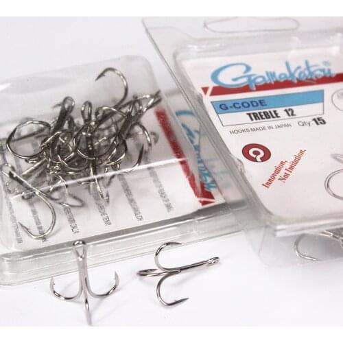 15pcs/lots silver G-CODE 12 Treble Hooks 1#-14# Carbon Material Round Folded Saltwater for Bass and carp gamakatsu