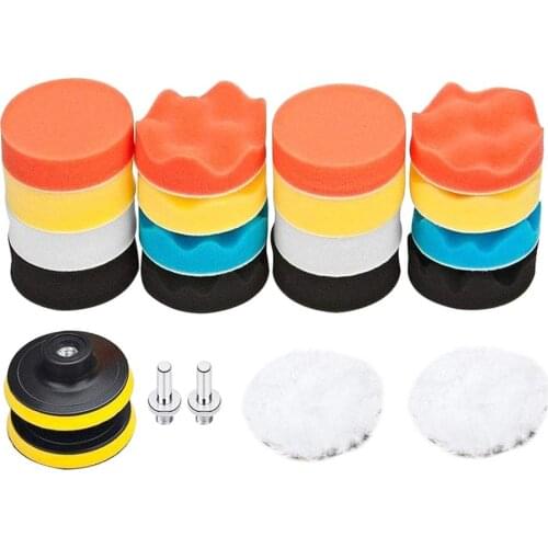 22Pcs/Set 3inch Car Auto Care Round Sponge Buffing Polishing Waxing Pad Kit
