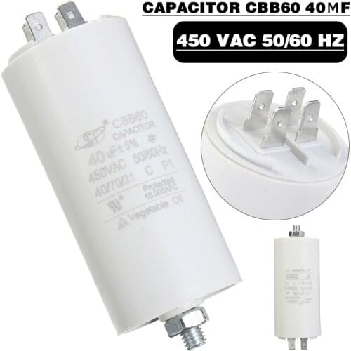 40uf Motor Double Insert Motor Run Capacitor Pump Motor Starting Capacitor 450V Lugs Screws