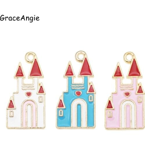 6pcs Castle Charms Princess Jewelry Accessories Necklace Earrings Making cartoon gift baby boy girls christmas jewelry diy craft