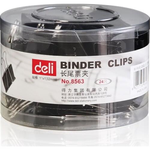 8563 black long tail barreled ticket holder 3#-32mm 24pcs/box long tail holder dovetail clip Learning Stationery Office Supplies