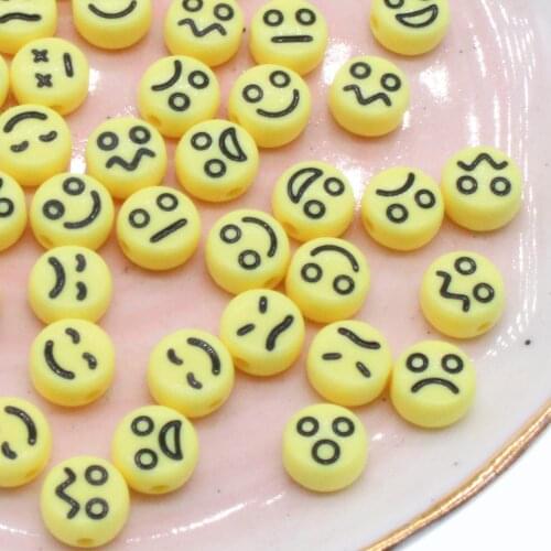 100pcs 4x7mm Facial Expression Acrylic Beads DIY Bracelets Necklaces Earrings Jewelry Making