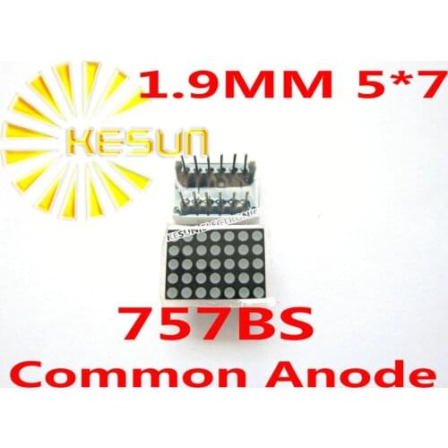 FREE SHIPPING 10PCS x 1.9MM 5X7 Red Common Anode LED Dot Matrix Digital Tube Module 757BS LED Display Module Light Beads