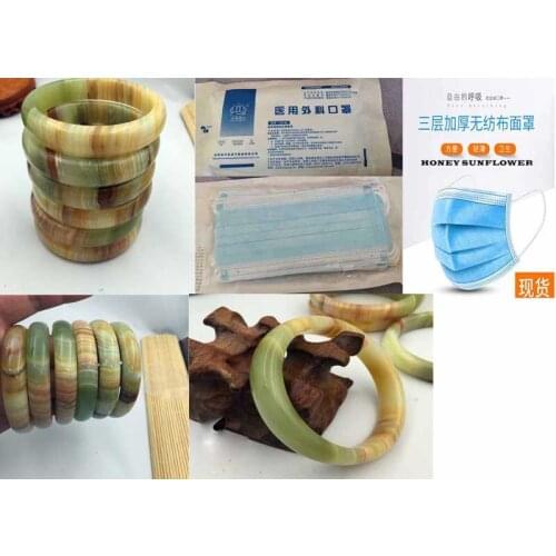 Natural Beautiful Afghanistan Jade Bangle Hand-Carved Bracelet 58-60mm AAA + free mask 10pcs/bag