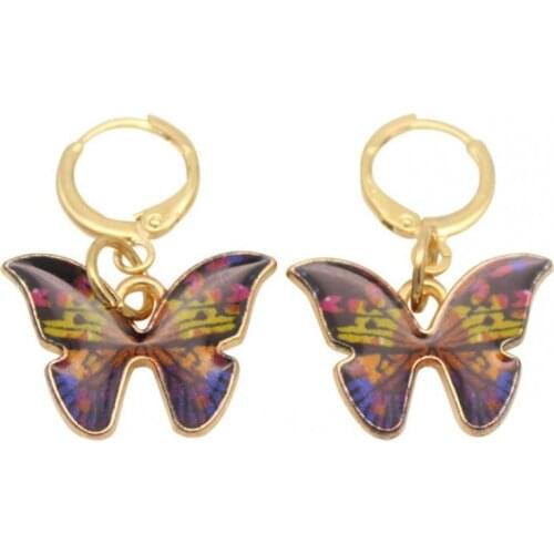European and American Fashion Butterfly Dripping Oil Ladies Earrings Small Fresh and Sweet Colorful Earrings